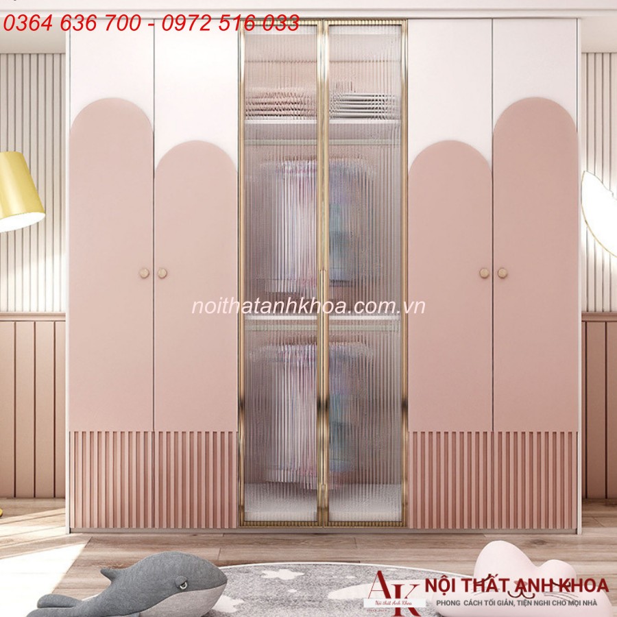 Tủ Quần Áo Trẻ Em Gỗ Công Nghiệp MDF Màu Hồng Tủ Quần Áo Trẻ Em Gỗ Công Nghiệp MDF Màu Hồng