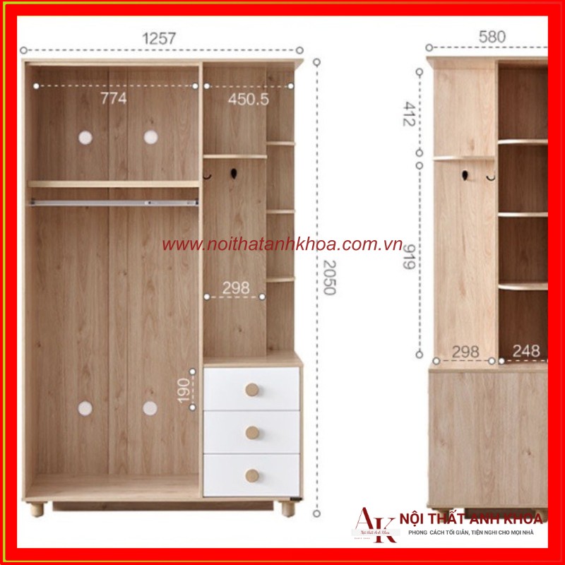 Tủ Quần Áo Trẻ Em Gỗ MDF Có Kệ Phối Màu Đẹp Giá Rẻ Tủ Quần Áo Trẻ Em Gỗ MDF Có Kệ Phối Màu Đẹp Giá Rẻ
