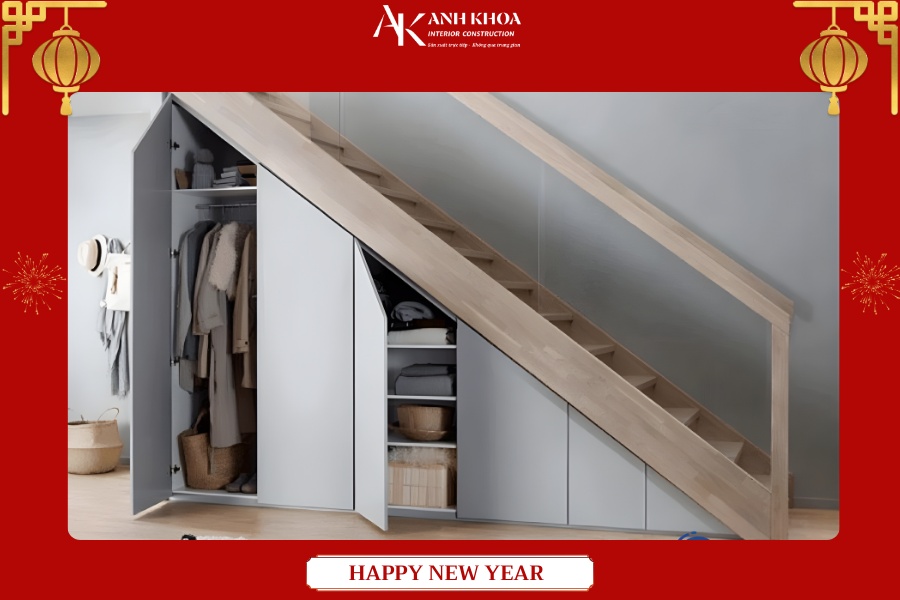 Biến gầm cầu thang thành tủ áo và kệ giày gọn gàng, tiện nghi Biến gầm cầu thang thành tủ áo và kệ giày gọn gàng, tiện nghi