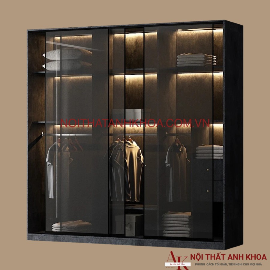 Tủ áo cánh kính lùa có led Tủ áo cánh kính lùa có led