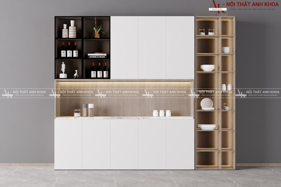 Tủ rượu gỗ công nghiệp MDF với thiết kế tối giản Tủ rượu gỗ công nghiệp MDF với thiết kế tối giản
