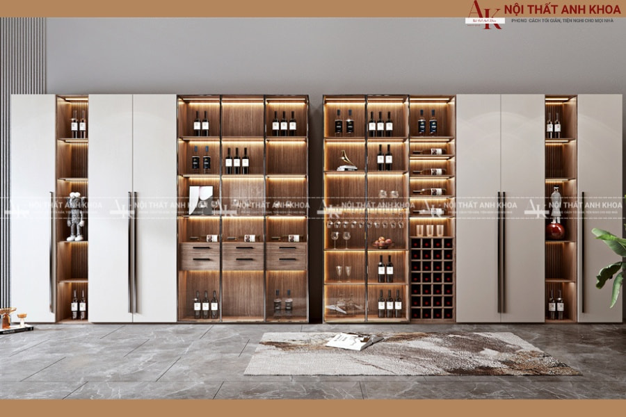 Tủ rượu gỗ công nghiệp MDF cứng cáp, bền đẹp Tủ rượu gỗ công nghiệp MDF cứng cáp, bền đẹp
