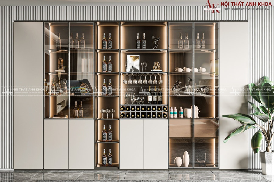 Tủ rượu cánh kính kết hợp đèn led - Đẹp miễn bàn Tủ rượu cánh kính kết hợp đèn led - Đẹp miễn bàn