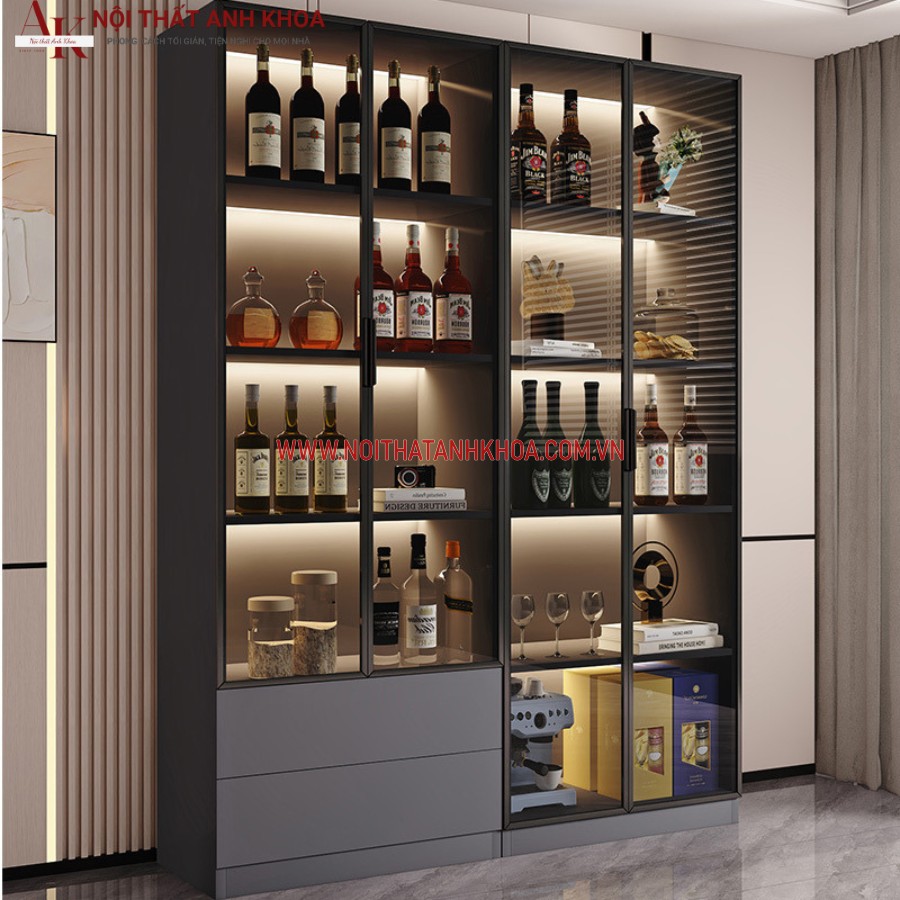 Tủ rượu cánh kính có Led huyền bí Tủ rượu cánh kính có Led huyền bí