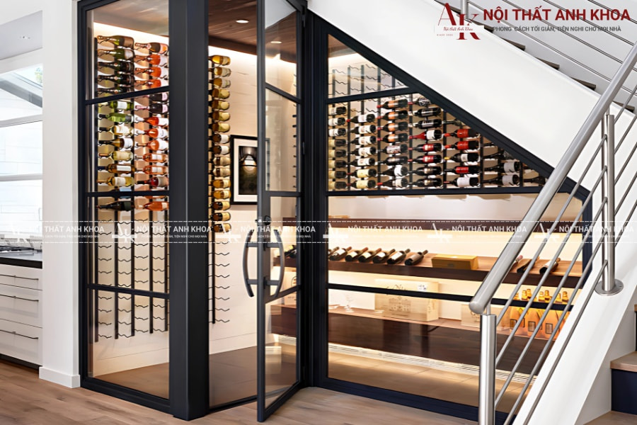 Thiết kế tủ rượu dưới gầm cầu thang - Vừa tiện ích, vừa sang trọng Thiết kế tủ rượu dưới gầm cầu thang - Vừa tiện ích, vừa sang trọng