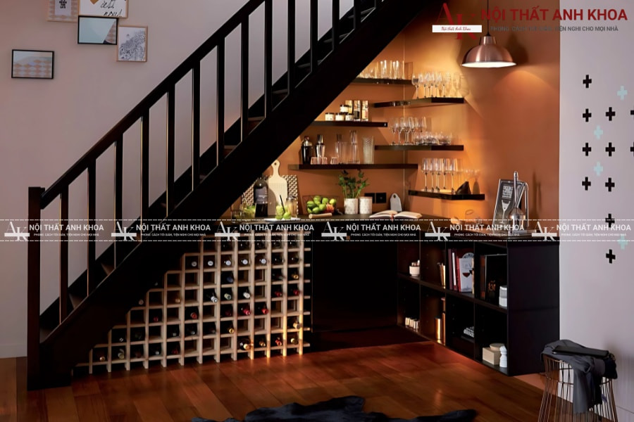 Ý tưởng thiết kế tủ rượu gầm thang ấn tượng Ý tưởng thiết kế tủ rượu gầm thang ấn tượng