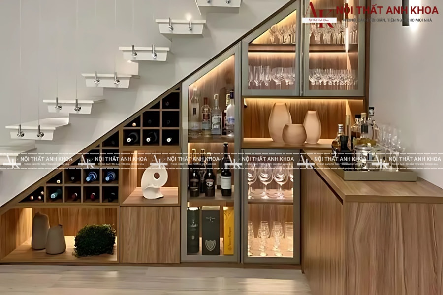 Thiết kế tủ rượu gầm cầu thang - Giải pháp lưu trữ tối ưu Thiết kế tủ rượu gầm cầu thang - Giải pháp lưu trữ tối ưu