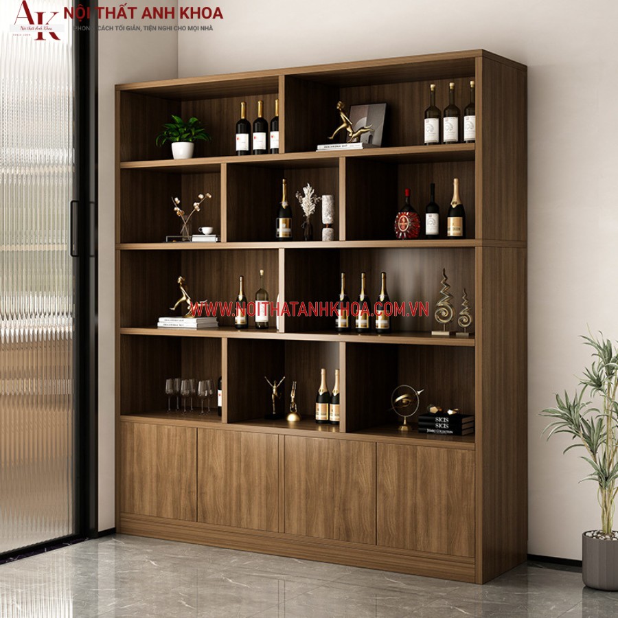 Tủ rượu gỗ màu nâu vân gỗ chất liệu gỗ công nghiệp MDF Tủ rượu gỗ màu nâu vân gỗ chất liệu gỗ công nghiệp MDF