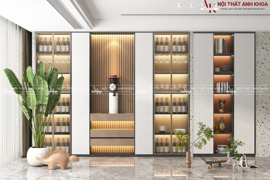 Mẫu tủ rượu phòng ăn cho người yêu rượu vang Mẫu tủ rượu phòng ăn cho người yêu rượu vang