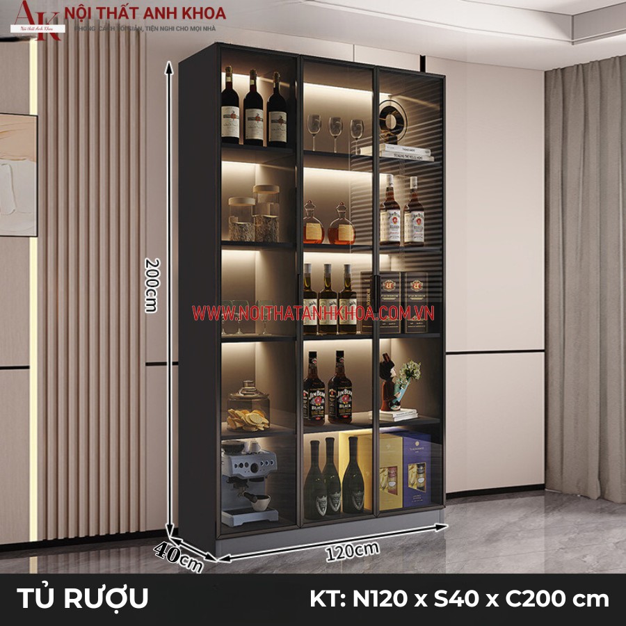 Tủ Rượu Kính Màu Xám Gỗ Công Nghiệp Đẹp Hiện Đại Tủ Rượu Kính Màu Xám Gỗ Công Nghiệp Đẹp Hiện Đại