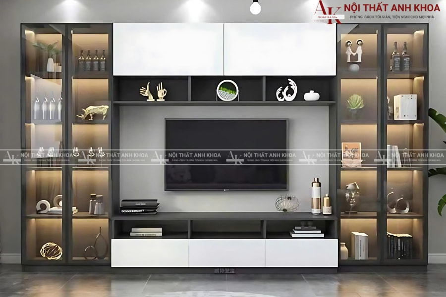 Nâng tầm phòng khách với tủ rượu kèm kệ tivi thông minh Nâng tầm phòng khách với tủ rượu kèm kệ tivi thông minh