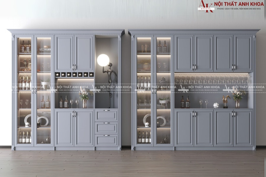 Tủ rượu bếp tân cổ điển MDF - Bền đẹp Tủ rượu bếp tân cổ điển MDF - Bền đẹp