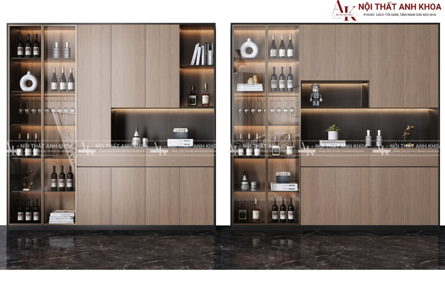 Tủ rượu phòng ăn kết hợp tủ trang trí đa năng Tủ rượu phòng ăn kết hợp tủ trang trí đa năng