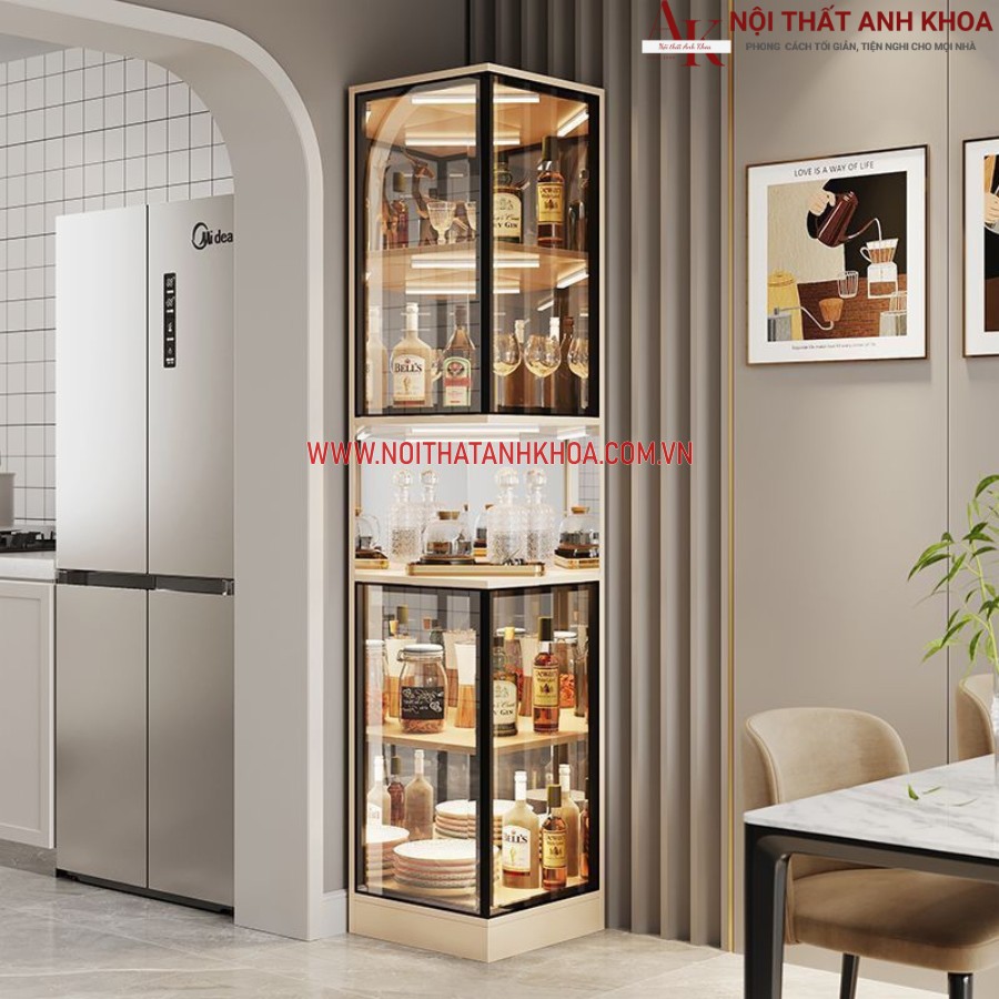 Tủ Rượu Nhỏ Màu Trắng Kết Hợp Cánh Kính Đẹp Chắc Chắn Tủ Rượu Nhỏ Màu Trắng Kết Hợp Cánh Kính Đẹp Chắc Chắn