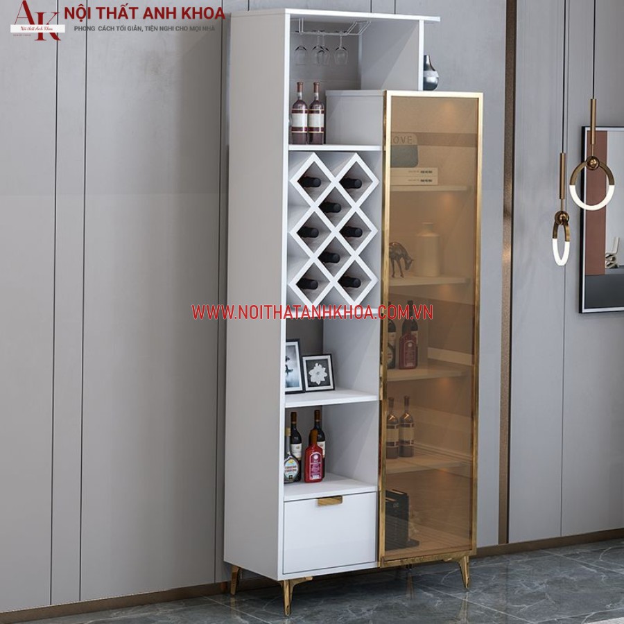 Tủ rượu thấp gỗ công nghiệp đẹp hiện đại màu trắng Tủ rượu thấp gỗ công nghiệp đẹp hiện đại màu trắng