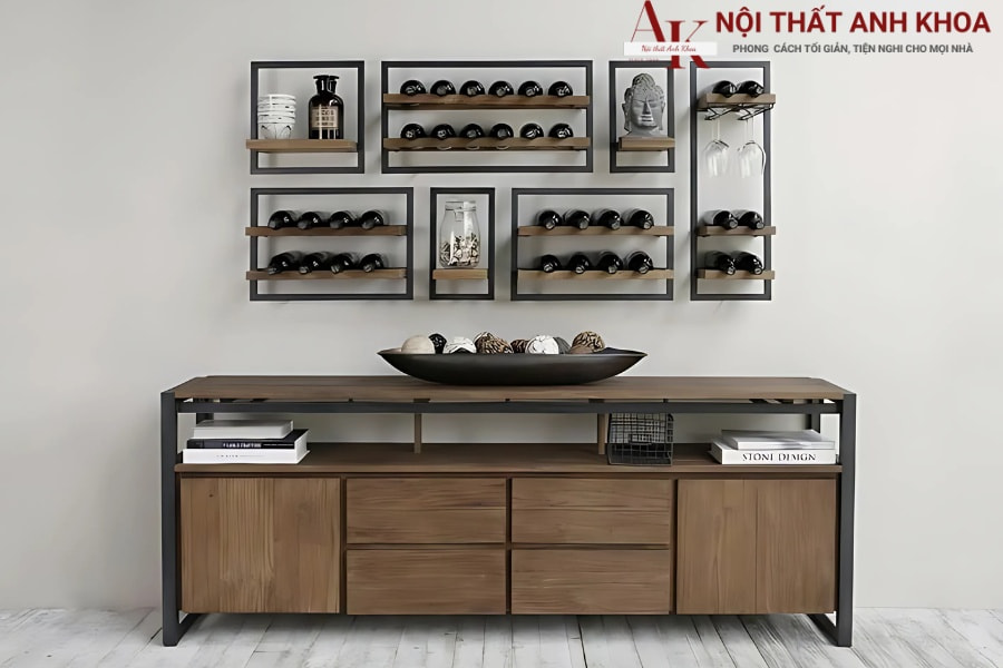 Tủ rượu treo tường phong cách công nghiệp (Industrial) Tủ rượu treo tường phong cách công nghiệp (Industrial)