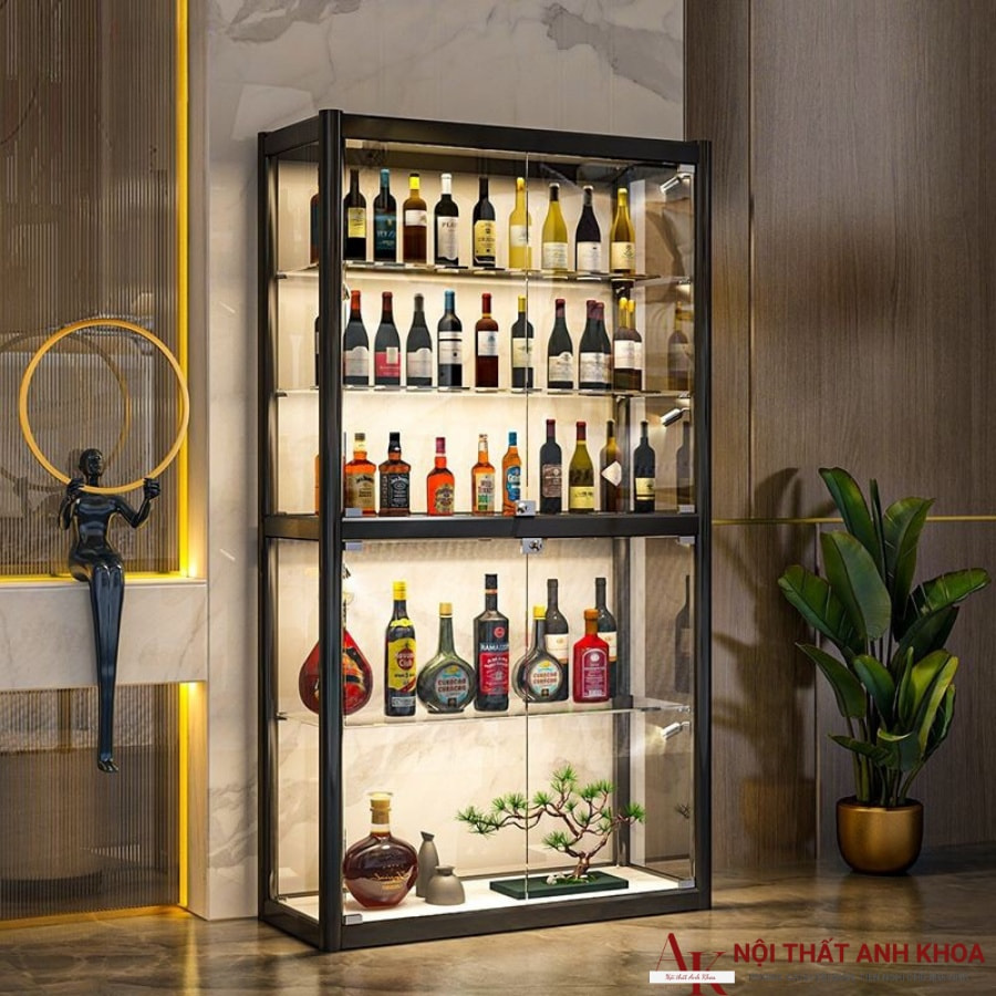Tủ rượu cánh kính đèn led đẹp hiện đại, sang trọng Tủ rượu cánh kính đèn led đẹp hiện đại, sang trọng