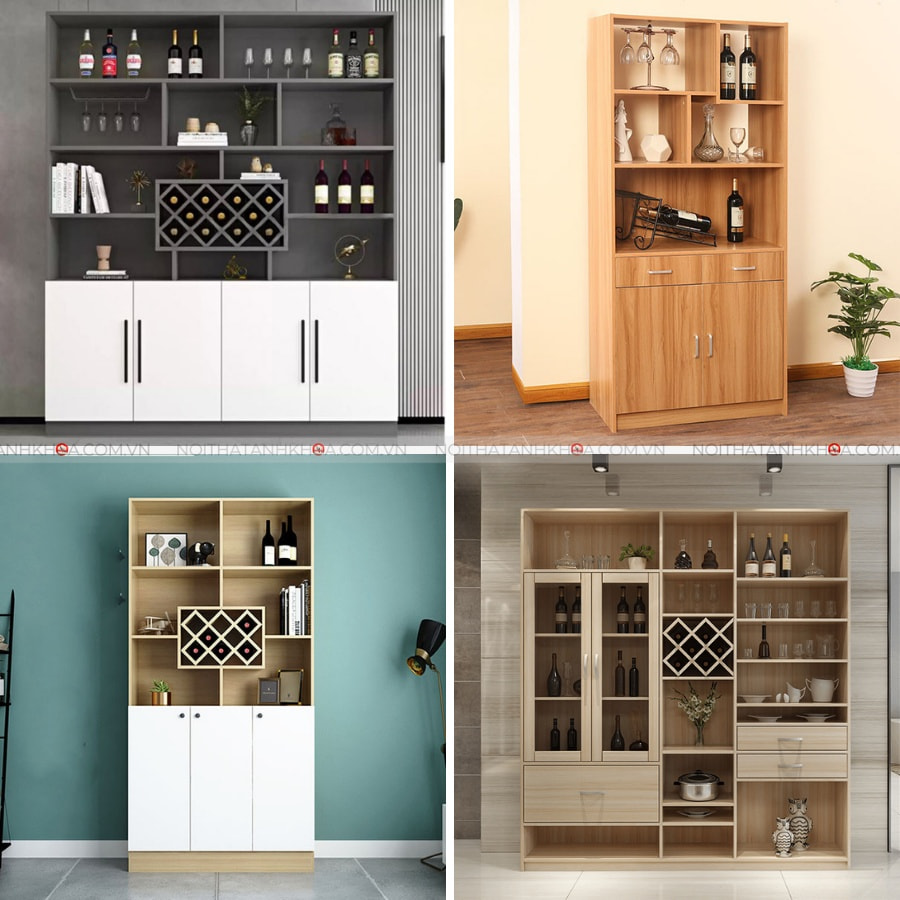 Tủ rượu gỗ công nghiệp đẹp tinh tế, tối giản Tủ rượu gỗ công nghiệp đẹp tinh tế, tối giản