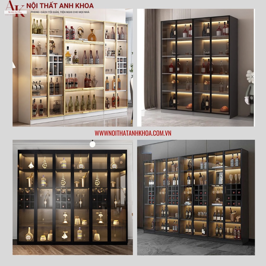 Tủ rượu khung gỗ cánh kính cường lực đẹp hiện đại, sang trọng  Tủ rượu khung gỗ cánh kính cường lực đẹp hiện đại, sang trọng
