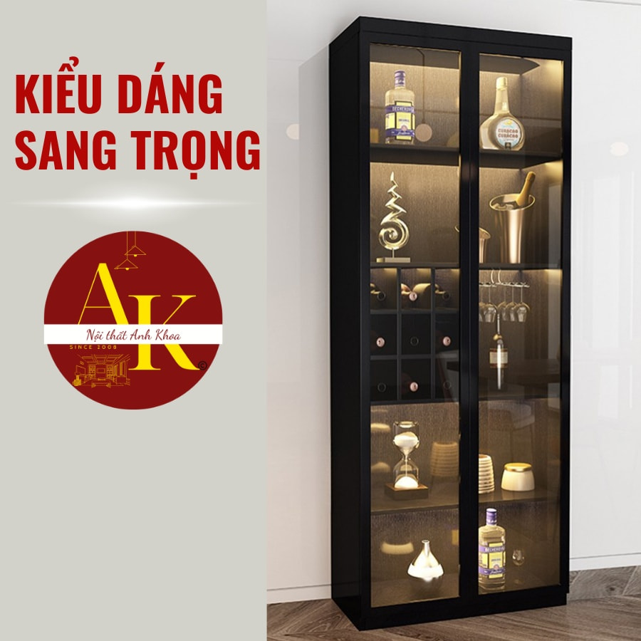 Tủ rượu cánh kính đèn led hiện đại, sang trọng Tủ rượu cánh kính đèn led hiện đại, sang trọng
