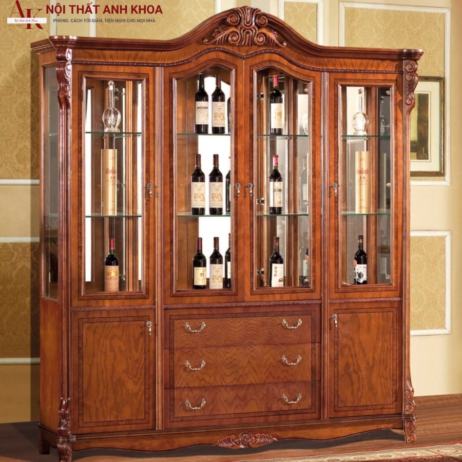 Tủ rượu gỗ tự nhiên đẹp hiện đại, sang trọng Tủ rượu gỗ tự nhiên đẹp hiện đại, sang trọng