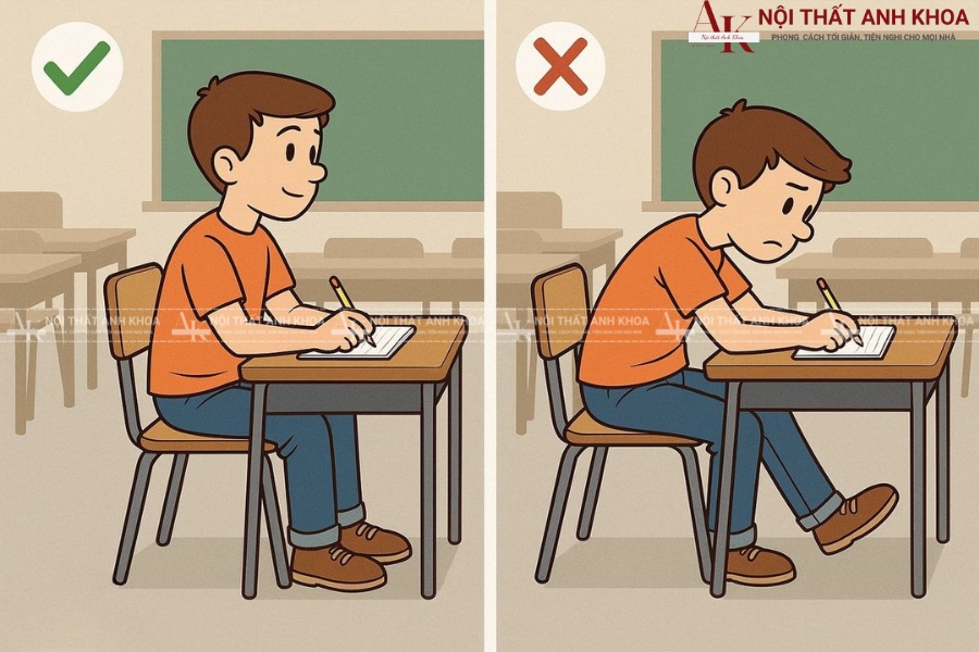 Tư thế ngồi học đúng Tư thế ngồi học đúng