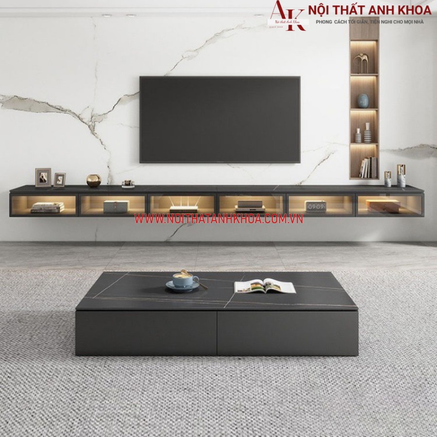 Tủ tivi treo tường gỗ công nghiệp kết hợp cánh kính hiện đại Tủ tivi treo tường gỗ công nghiệp kết hợp cánh kính hiện đại