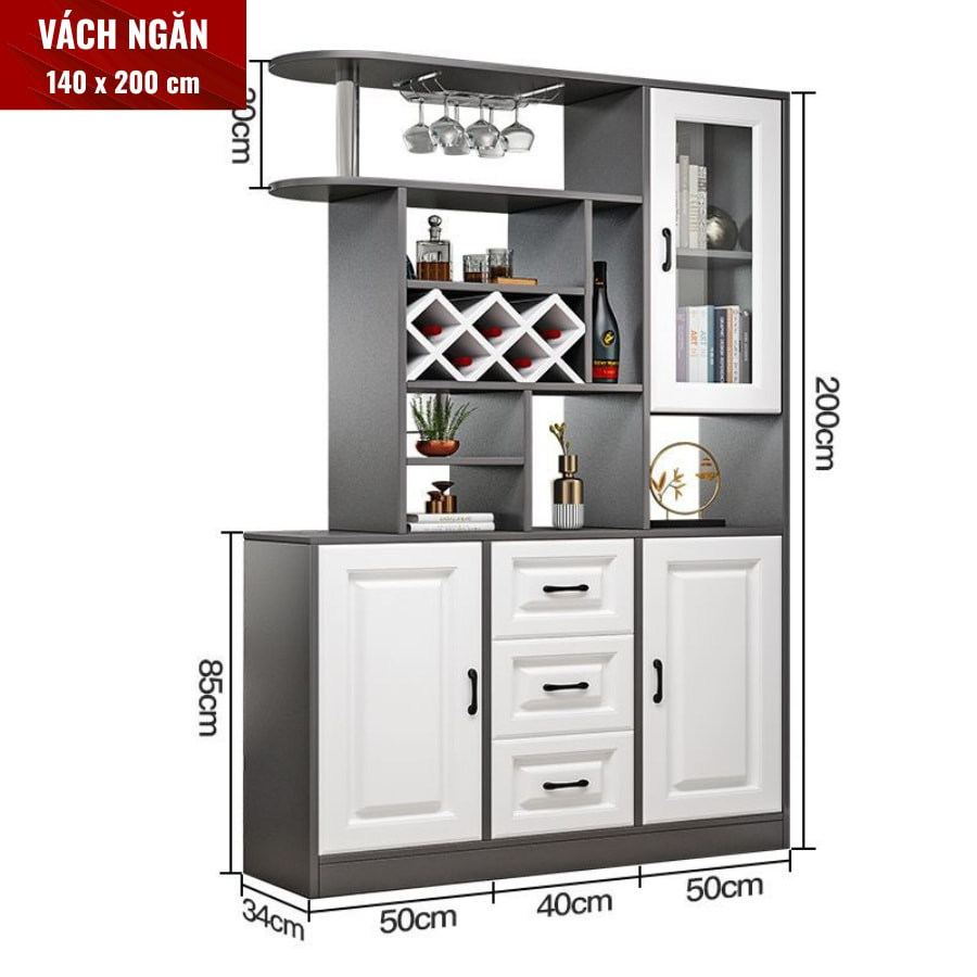 Tủ vách ngăn gỗ công nghiệp phòng khách kết hợp kệ rượu  Tủ vách ngăn gỗ công nghiệp phòng khách kết hợp kệ rượu