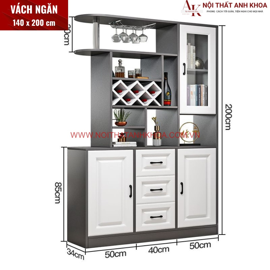 Kích thước tủ Vách ngăn gỗ công nghiệp phòng khách kết hợp kệ rượu   Kích thước tủ Vách ngăn gỗ công nghiệp phòng khách kết hợp kệ rượu