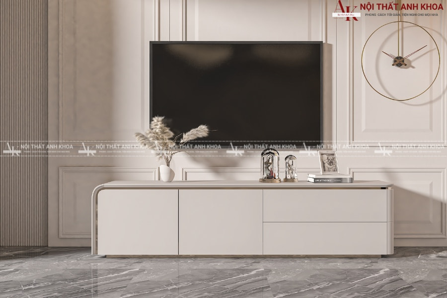 Tỷ lệ vàng giữa kệ tivi và bức tường phía sau Tỷ lệ vàng giữa kệ tivi và bức tường phía sau