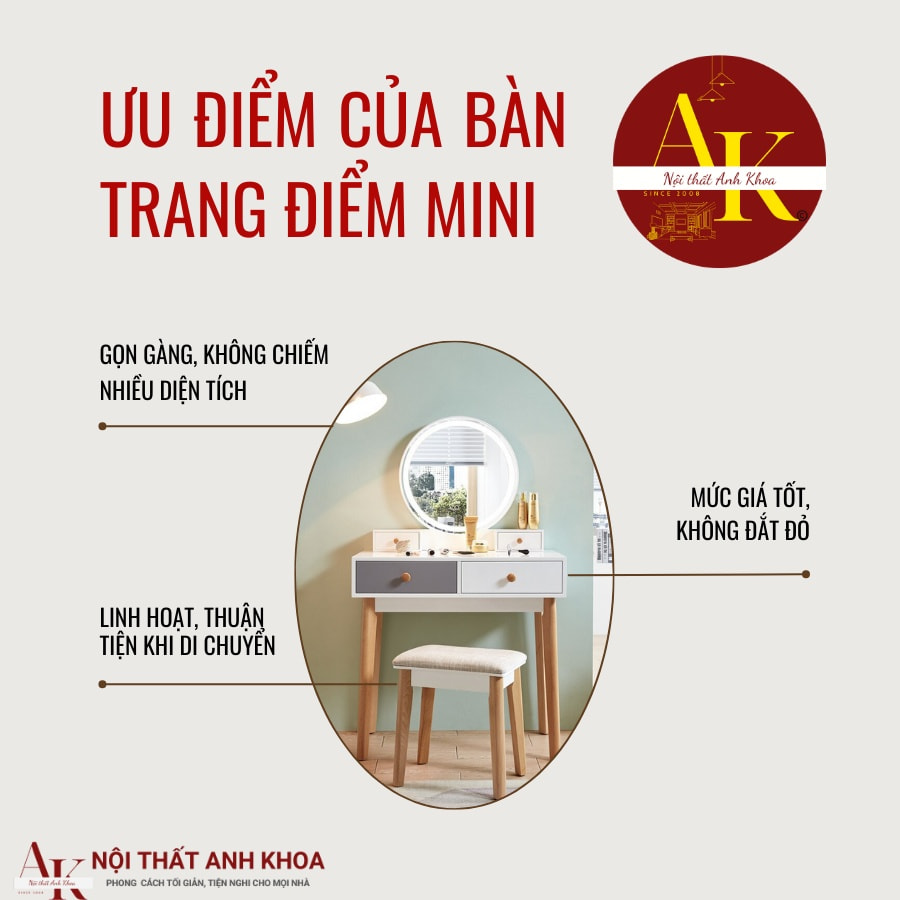 Ưu điểm của bàn trang điểm mini gỗ công nghiệp  Ưu điểm của bàn trang điểm mini gỗ công nghiệp