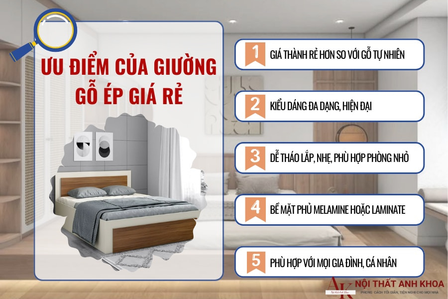 Ưu điểm của giường gỗ ép giá rẻ Ưu điểm của giường gỗ ép giá rẻ