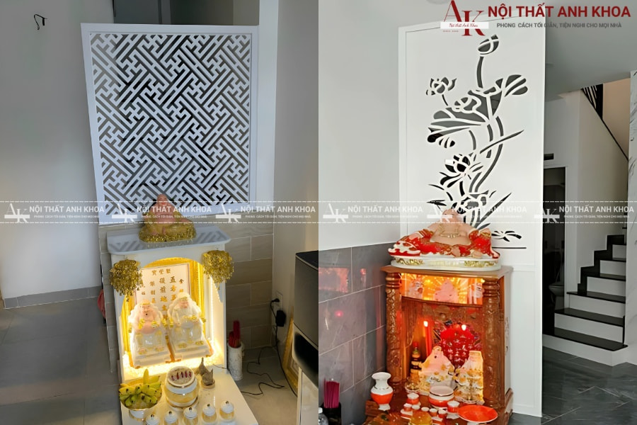 Vách ngăn bàn thờ ông địa tinh tế, trang nghiêm Vách ngăn bàn thờ ông địa tinh tế, trang nghiêm