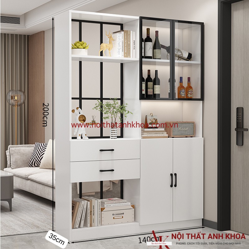 Vách Ngăn Kết Hợp Tủ Rượu Gỗ Công Nghiệp Đẹp Hiện Đại (KT: 140 x 35 x 200cm) Vách Ngăn Kết Hợp Tủ Rượu Gỗ Công Nghiệp Đẹp Hiện Đại (KT: 140 x 35 x 200cm)