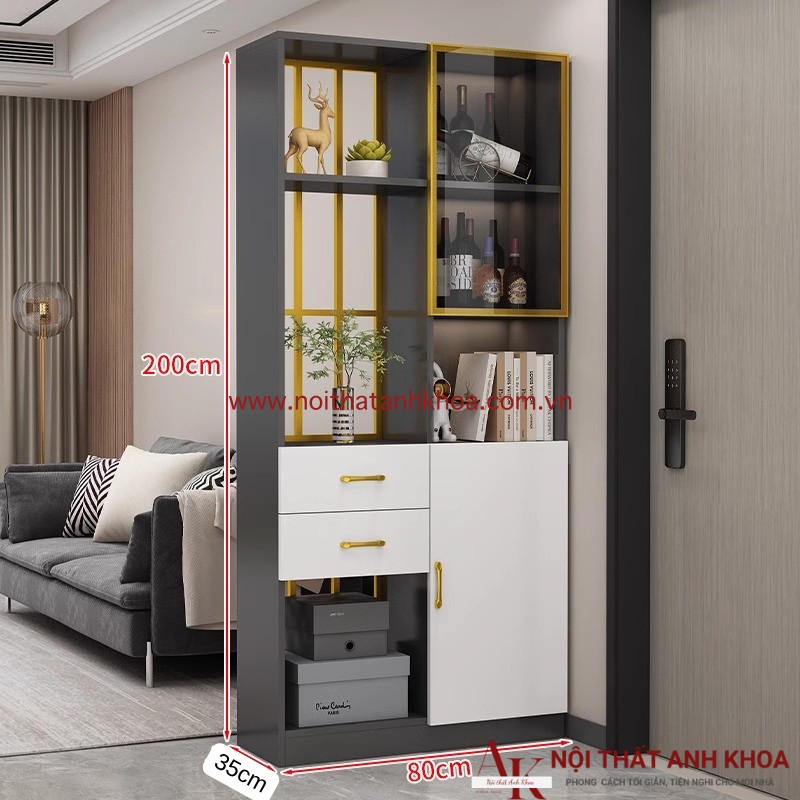 Vách Ngăn Kết Hợp Tủ Rượu Gỗ Công Nghiệp Đẹp Hiện Đại (KT: 80 x 35 x 200cm) Vách Ngăn Kết Hợp Tủ Rượu Gỗ Công Nghiệp Đẹp Hiện Đại (KT: 80 x 35 x 200cm)