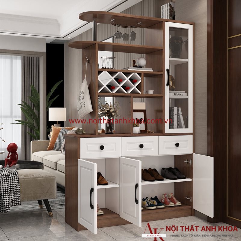 Vách Ngăn Phòng Khách Kết Hợp Tủ Rượu Gỗ MDF Vách Ngăn Phòng Khách Kết Hợp Tủ Rượu Gỗ MDF