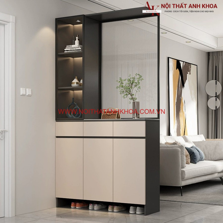 Tủ vách ngăn phòng khách gỗ MDF cứng cáp, chịu lực tốt Tủ vách ngăn phòng khách gỗ MDF cứng cáp, chịu lực tốt