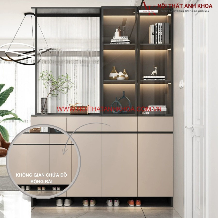 Tủ vách ngăn phòng khách gỗ MDF màu xám chì hiện đại Tủ vách ngăn phòng khách gỗ MDF màu xám chì hiện đại