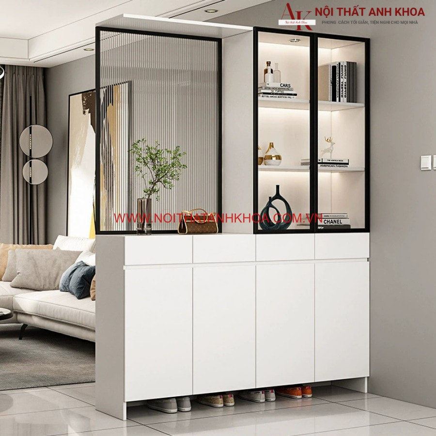 Tủ vách ngăn phòng khách gỗ MDF thiết kế sang trọng Tủ vách ngăn phòng khách gỗ MDF thiết kế sang trọng