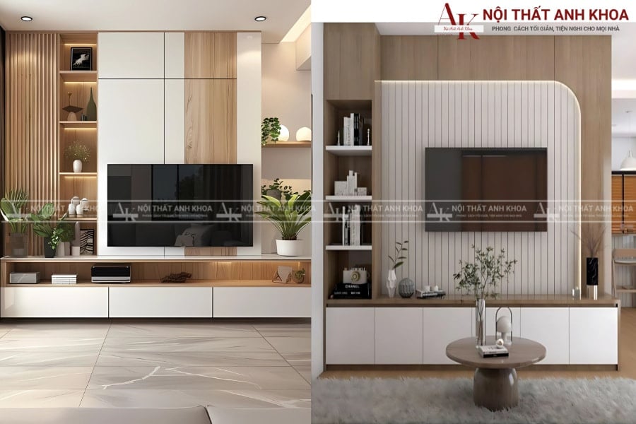 Mẫu vách ngăn tivi gỗ MDF phòng khách Mẫu vách ngăn tivi gỗ MDF phòng khách