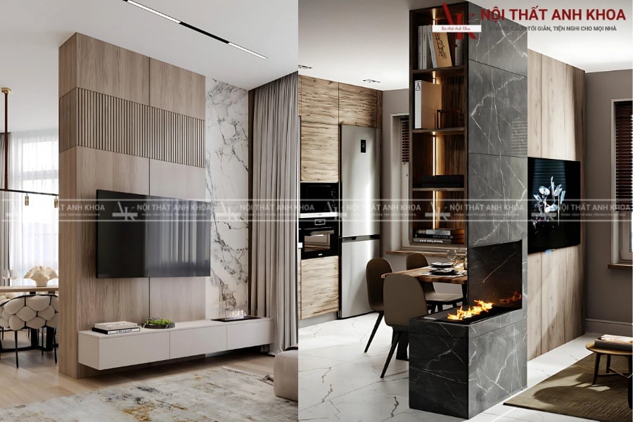 Gợi ý thiết kế vách ngăn tivi cho nhà phố Gợi ý thiết kế vách ngăn tivi cho nhà phố