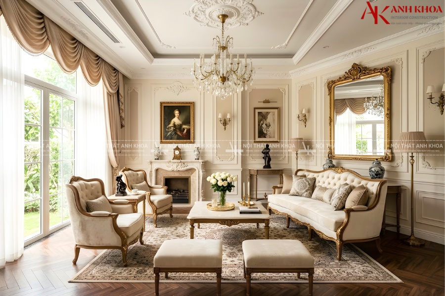 Ý tưởng trang trí phòng khách tân cổ điển sang trọng Ý tưởng trang trí phòng khách tân cổ điển sang trọng