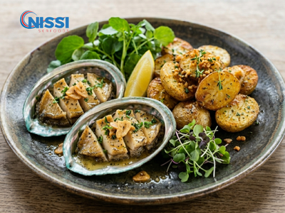 Australian Greenlip Abalone With Crispy Garlic Butter Potatoes