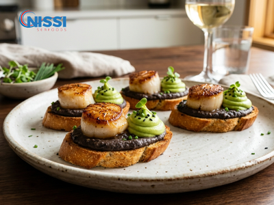 Pan-Seared Scallops With Black Bean-Garlic Purée