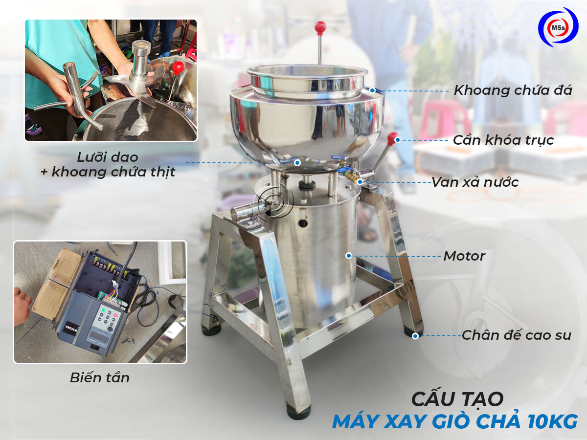 Cấu tạo của máy xay giò chả 10kg Cấu tạo của máy xay giò chả 10kg