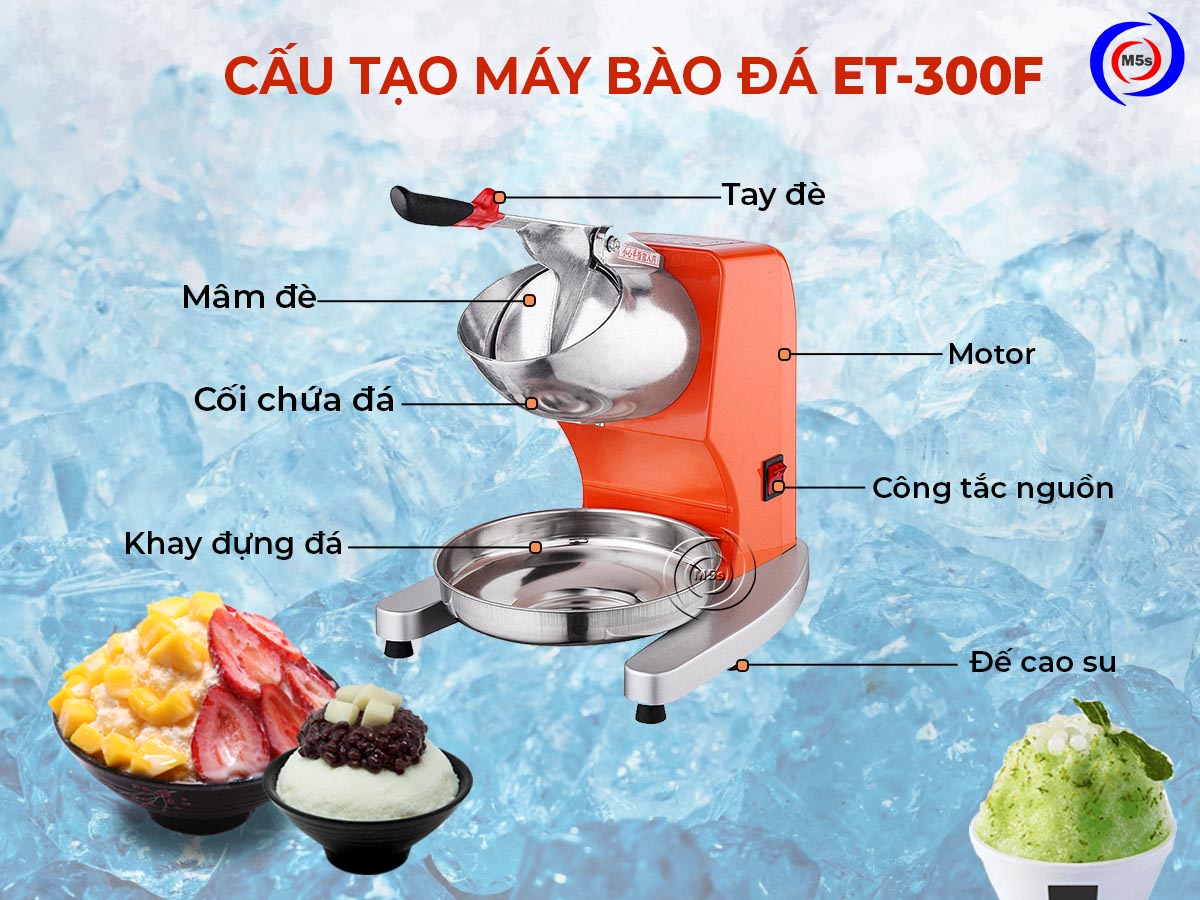 Cấu tạo máy bào đá Ice Crusher ET-300F Cấu tạo máy xay đá bào Ice Crusher ET-300F