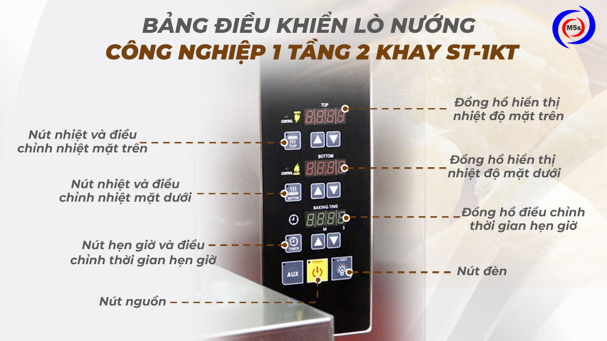 Bảng điều khiển lò nướng 1 tầng 2 khay ST-1KN Bảng điều khiển lò nướng 1 tầng 2 khay ST-1KN