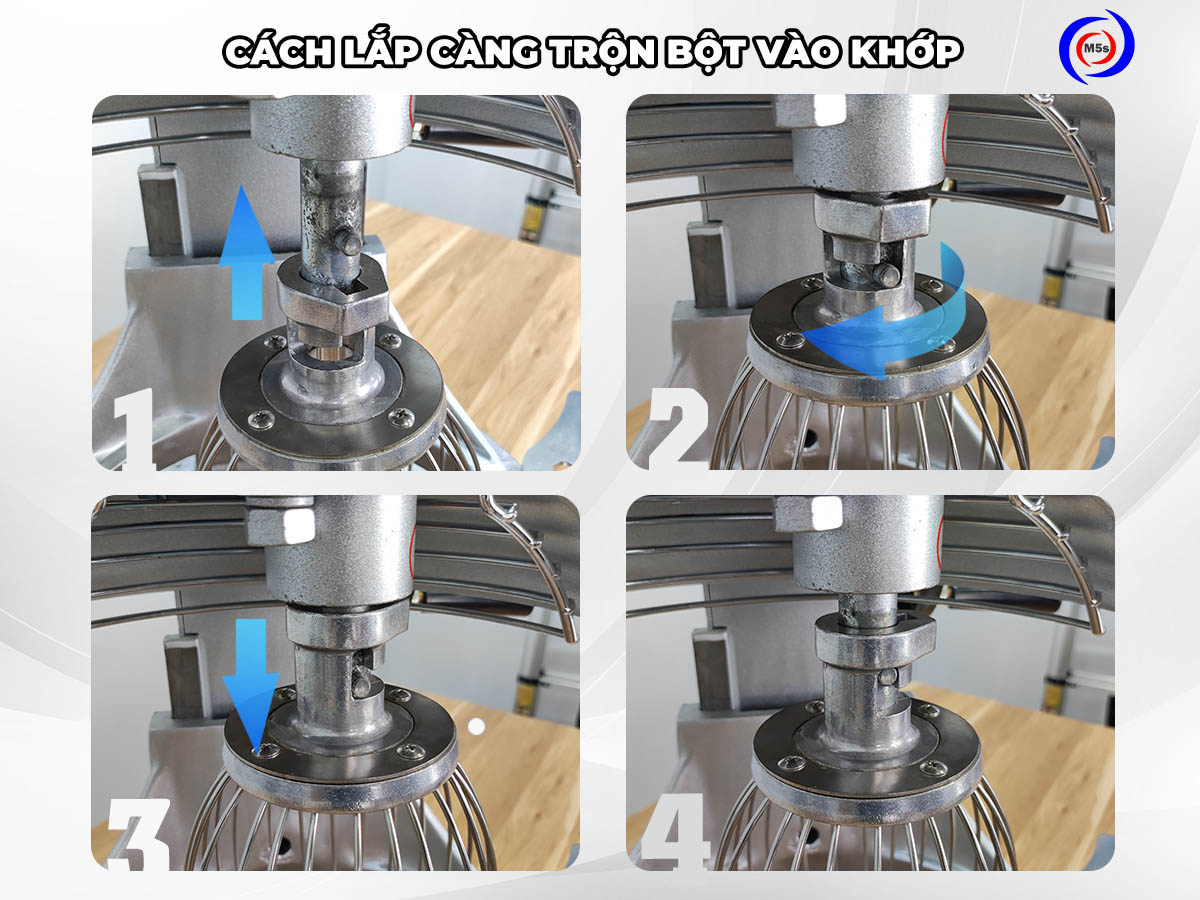 Các bước lắp đặt càng đánh cho máy trộn bột Các bước lắp đặt càng đánh cho máy trộn bột