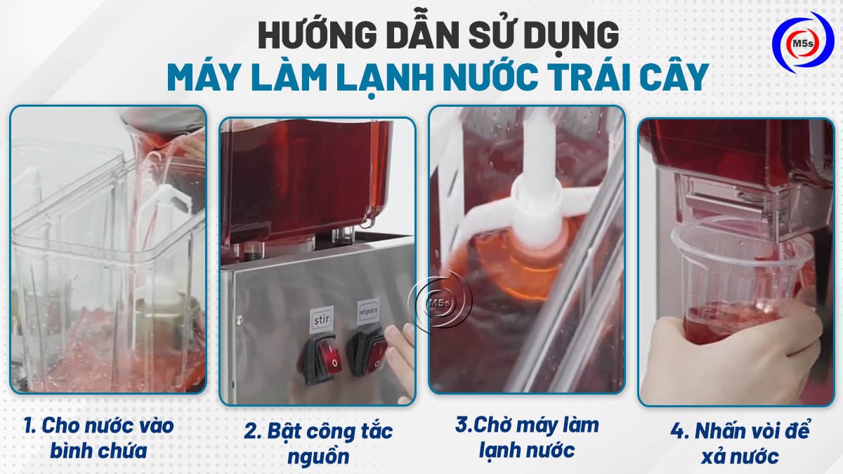 các bước sử dụng máy làm lạnh nước trái cây các bước sử dụng máy làm lạnh nước trái cây