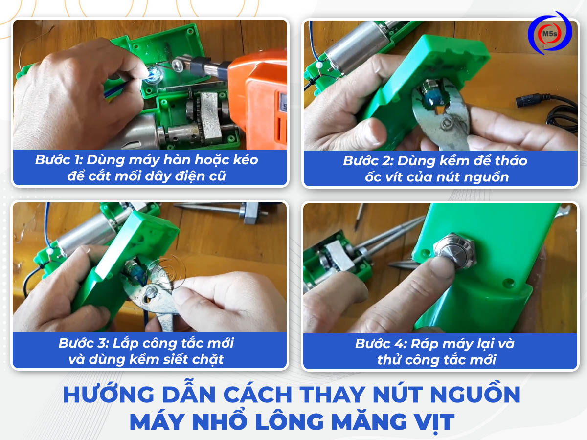 Nút nguồn của máy nhổ lông măng vịt cầm tay Nút nguồn của máy nhổ lông măng vịt cầm tay